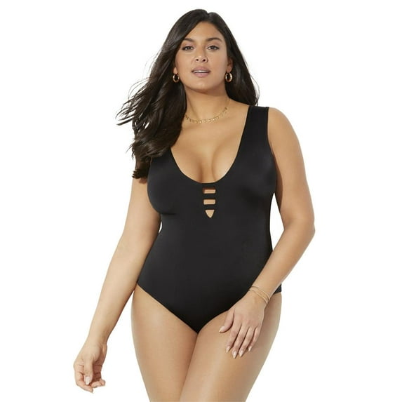 Swimsuits for All Women's Plus Size Strappy Scoopneck One Piece Swimsuit