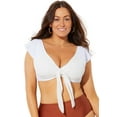 thumbnail image 1 of Swimsuits for All Women's Tie Front Cup Sized Cap Sleeve Underwire Bikini Top, 1 of 2