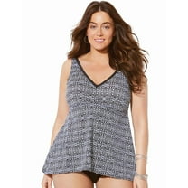 Swimsuits for All Women's V-Neck Trim Flowy Tankini Top