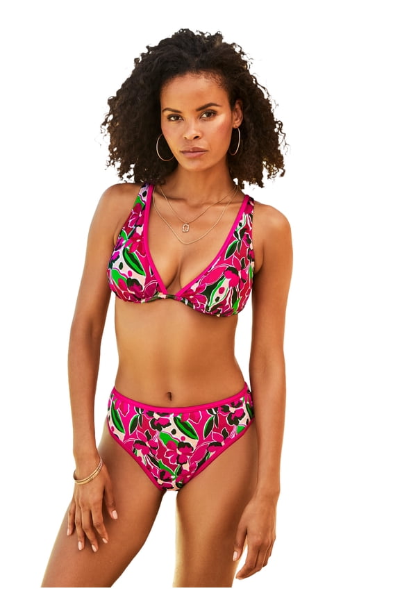 Women's Shimmer Contrast Trim Underwire Bikini Top