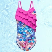 HUANGXIAAA Swimsuits for Girls Kids 1 Piece Swimsuit Girls Halter Swimsuit for Girls Little Girls Swimsuits Size 6-7 Years