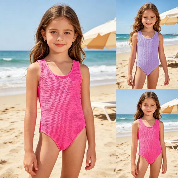 Swimsuits for Girls Kids Wave Pattern One Piece Swimsuit Flexible Stretch Beach Hot Spring Girls Bathing Suit