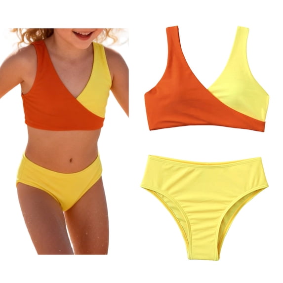 Swimsuits for Girls Quick Dry 2 Piece Bathing Suits with Chest Pad Girl Bathing Suit 11-12 Years
