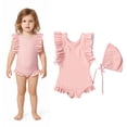 thumbnail image 1 of Swimsuits for Girls Ruffle 1-Piece Bathing Suits Quick Dry Summer Swimwear with Swim Cap Toddler Girl Bathing Suits 2-3 Years, 1 of 6