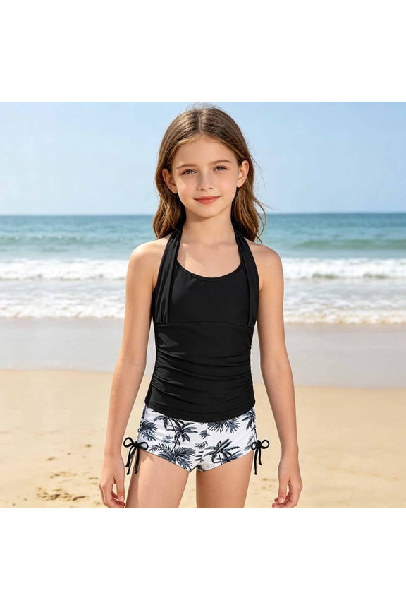 Swimsuits for Girls Size 7-8Y Drawstring Bikini Two Piece Swimsuit with Bow Detail 2 Piece Girls Bathing Suit