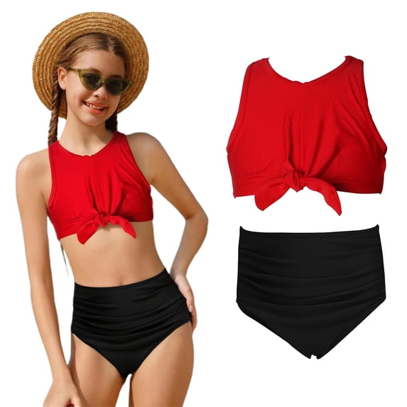 Swimsuits for Kids 2 Piece Quick Dry Swimsuit with Chest Pad Bathing Suit for Girls 9-10 Years