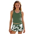 thumbnail image 1 of Swimsuits for Teens with Shorts Bathing Suits For Teens Girls Rash Guard Swimsuit Hawaii 3-Piece Bathing Suit UPF 50+ Summer Beach Swimwear, 1 of 5