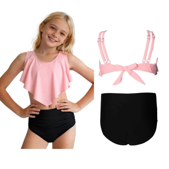 Swimsuits for Toddler Ruffled Two Piece Girl Bathing Suit with Chest Pad Bathing Suits for Toddler 2-3 Years