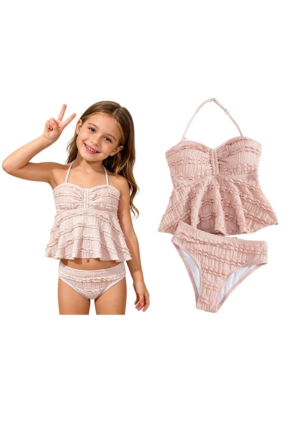 Swimsuits for Tween Adjustable Straps 2 Piece Girls Swim Suit with Chest Pad Swim Suit for Girls 11-12 Years