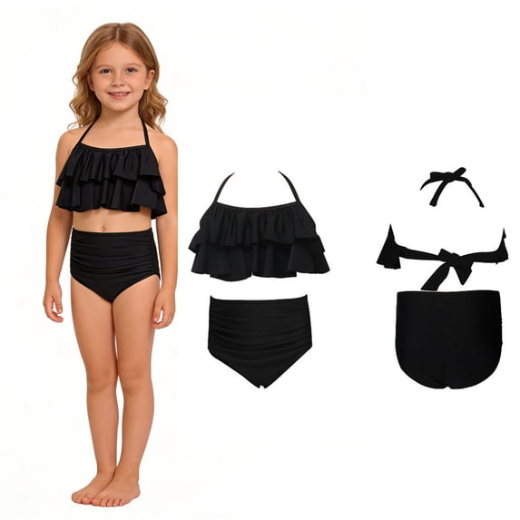 Swimsuits for Tween Backless Halter 2 Piece Girls' Swimwear with Chest Pad Tween Bathing Suits 11-12 Years