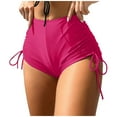 thumbnail image 1 of Swimsuits for Women 2025 Tummy Control High Waist Solid Color Drawstring Side Fashion Bikini Bottoms Hot Pink S, 1 of 5