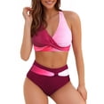 thumbnail image 1 of Swimsuits for Women Bikini Swimsuits Women's Fashionable Two Color High Waisted Bikini Two Piece Swimsuit, 1 of 4