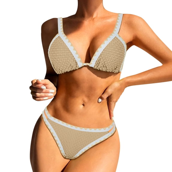 Swimsuits for Women Bikini Two Piece Swimsuits Color Bikini Tankini Top And High Waist Bottom for Beach Pool