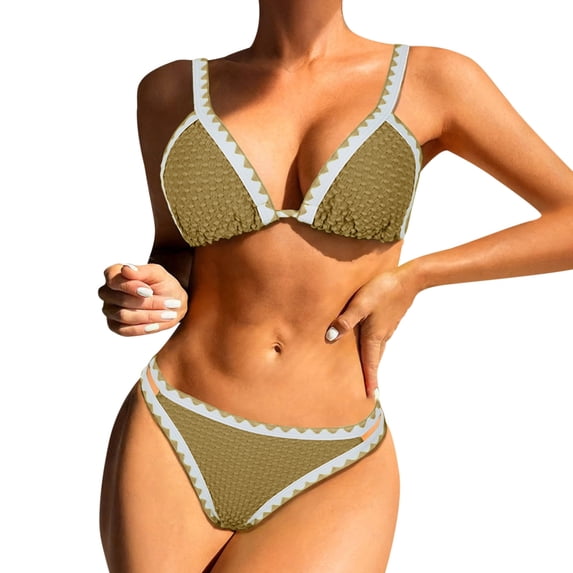 Swimsuits for Women Bikini Two Piece Swimsuits Color Bikini Tankini Top And High Waist Bottom for Beach Pool