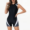 thumbnail image 1 of Swimsuits for Women Color Block Rash Guard Zipper Front Top with Swim Bottom Wetsuit Gray XS, 1 of 6