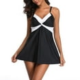 thumbnail image 1 of Swimsuits for Women Plus Size Swimsuit for Women Plus Size High Waist Black and White Patchwork Print Strap Beach Two Piece Swimsuit, 1 of 9