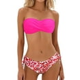 thumbnail image 1 of Swimsuits for Women Strapless Bandeau Stylish Tankinis Set Beach Print Two Piece Women Bathing Suits Hot Pink L, 1 of 3