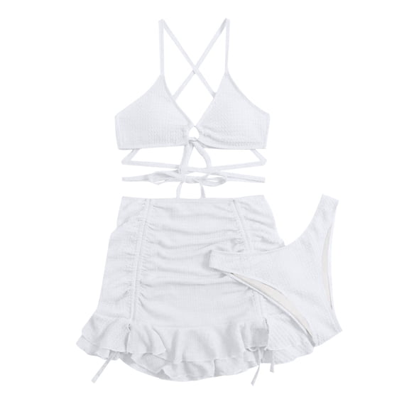 Swimsuits for Women Tankini Set Tie Bikini Three Piece Beachwear Summer Swimming Swimwear