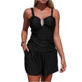 thumbnail image 1 of Swimsuits for Women Tummy Control Bathing Suit Adjustable Straps Ruched Tankini Top with Sporty Pockets Boyshort Swimwear, 1 of 5