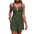 thumbnail image 1 of Swimsuits for Women Tummy Control Bathing Suit Adjustable Straps Ruched Tankini Top with Sporty Pockets Boyshort Swimwear, 1 of 6