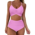 thumbnail image 1 of Swimsuits for Women Two Piece Bathing Suits Bra Top with High Waisted Bottom Wrap Bikini Set, 1 of 6