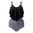 thumbnail image 1 of Swimsuits for Women Two Piece Bathing Suits Ruffled Flounce Top High Waisted Bikini Set, 1 of 5