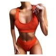 thumbnail image 1 of Swimsuits for Women,Women Bandeau Bandage Bikini Set Push-Up Brazilian Swimwear Beachwear Swimsuit Orange S(S), 1 of 6
