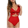 thumbnail image 1 of Swimsuits for Women,Women's Bikini Solid Set Swimsuit One Piece Filled Bra Swimwear Beachwear Red L(L), 1 of 8