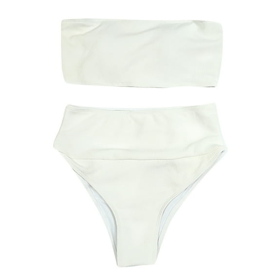 Swimsuits for Women Women's New Solid Color Tube Top Strap Bikini Swimsuit