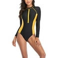 thumbnail image 1 of Swimsuits for Women,Women's One-Piece Stripe Print Swimwear Swimsuit Bikini Swimming Beachwear Yellow 6(M), 1 of 8