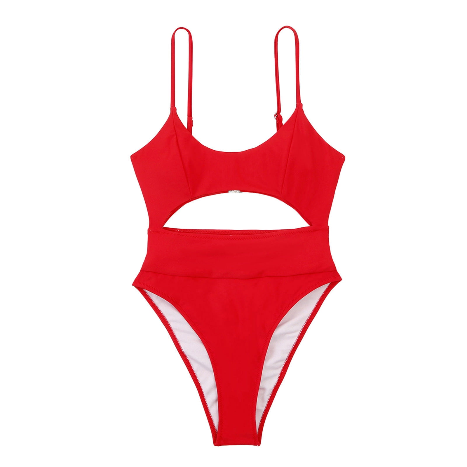 Swimsuits for Women Women's Solid Color Cutout One Piece Bikini Beach ...