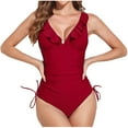 thumbnail image 1 of Swimsuits for Women Women's Solid Color One Piece Ruffle Beach Bikini, 1 of 5