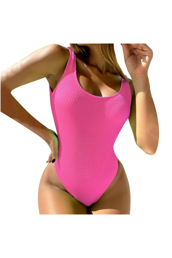 Swimsuits for Women Women's Solid Color Open Back One Piece Triangle Bikini Swimsuit