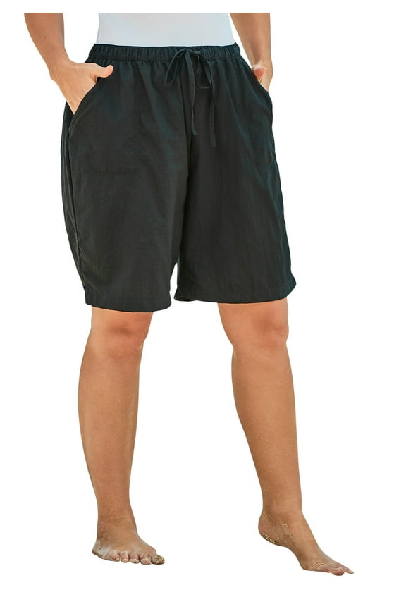 Swim 365 Women's Plus Size Taslon Cover Up Board Shorts With Built-In Brief