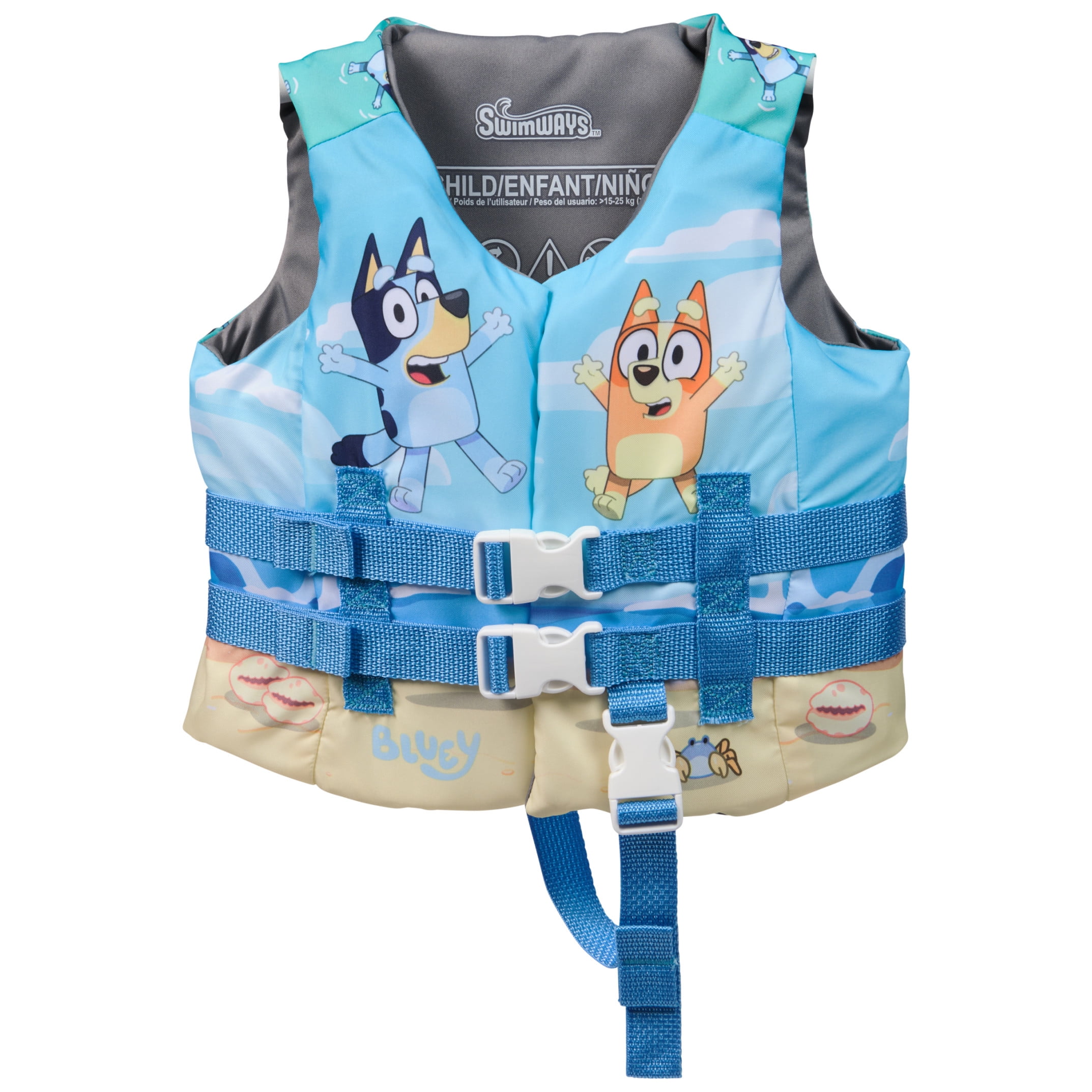 SwimWays Bluey Life Jacket (Unisex), for Kids 33-55lbs