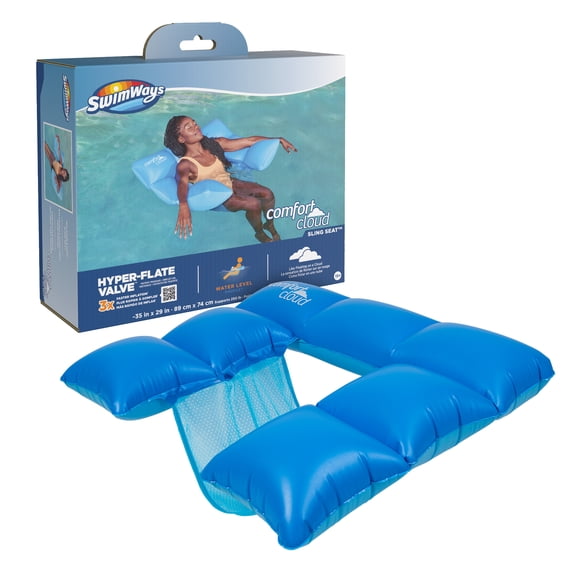 Swimways Comfort Cloud Sling Seat Pool Chair with Fast Inflation & Arm Support, Inflatable Pool Floats for Adults