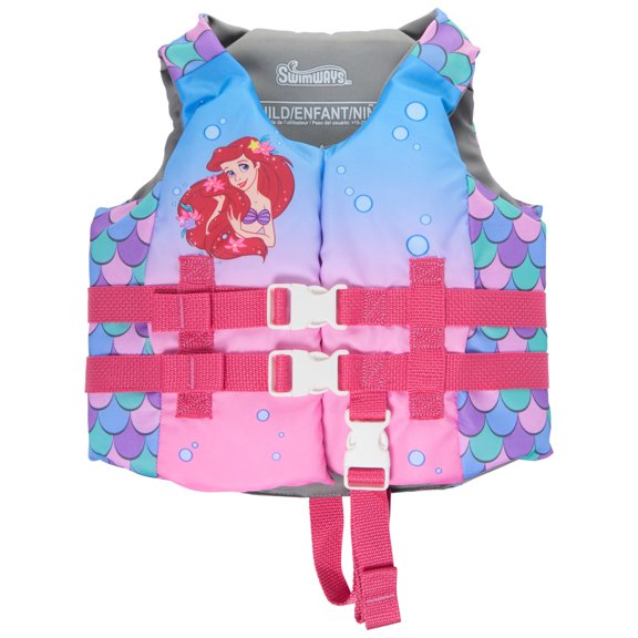 SwimWays Disney Princess Ariel Life Jacket (Unisex), for Kids 33-55lbs