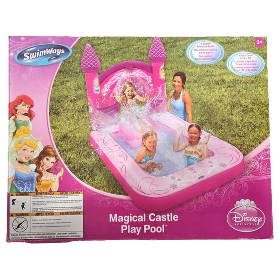 Swimways Magical Castle Princess Inflatable Swimming Pool With Sprinkler & Slide