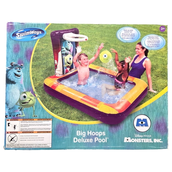Swimways Monster Inc. Big Hoops Inflatable Swimming Pool With Ball And Hoop