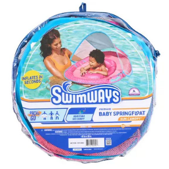 Swimways Sun Canopy Spring Float with Hyper-Flate Valve Pool Lounger