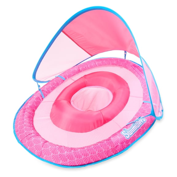 Swimways Baby Spring Float, Baby Pool Float with Canopy & UPF Protection, Swimming Pool Accessories for Kids 9-24 Months, Mermaid