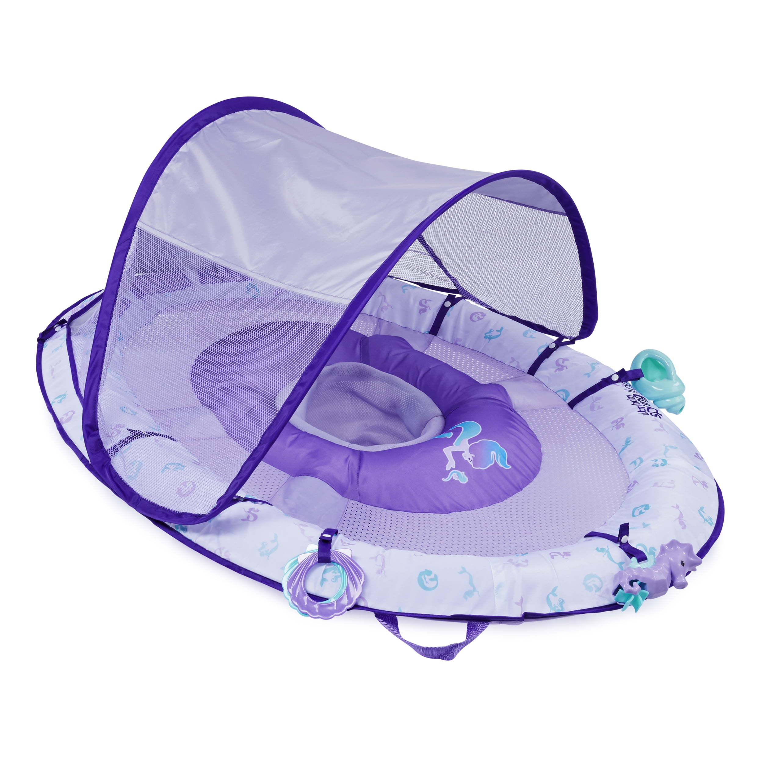 Swimways Ultra Baby Spring Float, Premium Inflatable Baby Pool Float with Sun Canopy (9-24 Months), Fast Inflation, Mermaid Themed Toys