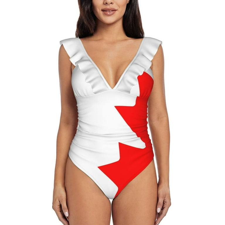 Swimwear 2024 Canada New Sexy Mesh Patchwork One Piece Swimsuit Female Monokini Bathing Suit Canada Canadian Flag Rockies Toronto Walmart