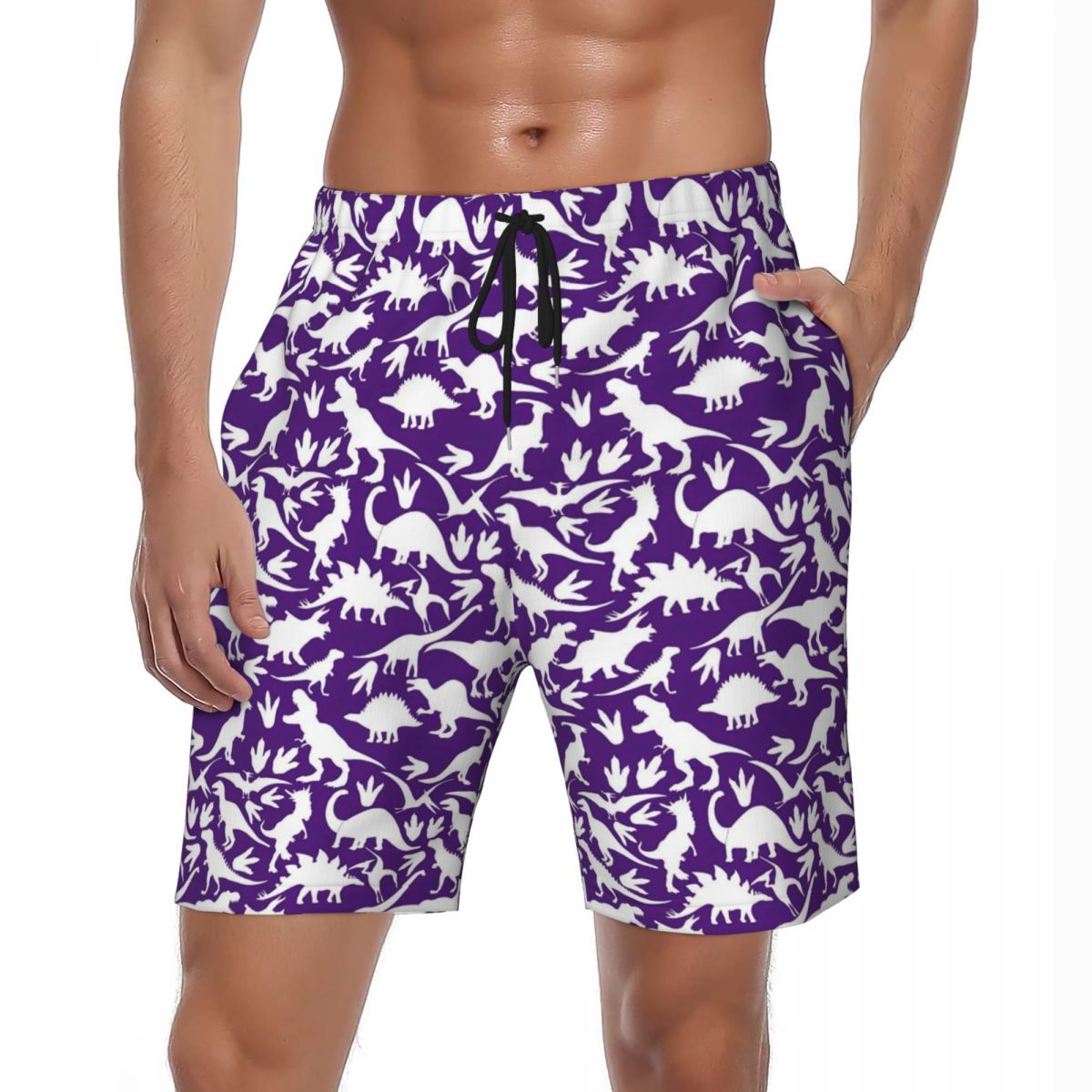 Men's Quick-Dry Swim Trunks - Yellow Polka Dot Print With Mesh Lining & Drawstring Waist