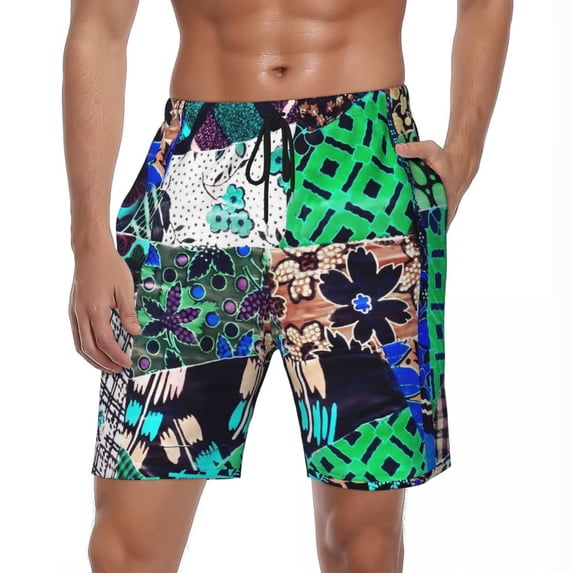 Swimwear Patchwork Print Board Shorts Summer Red Floral Casual Board Short Pants Males Custom Sports