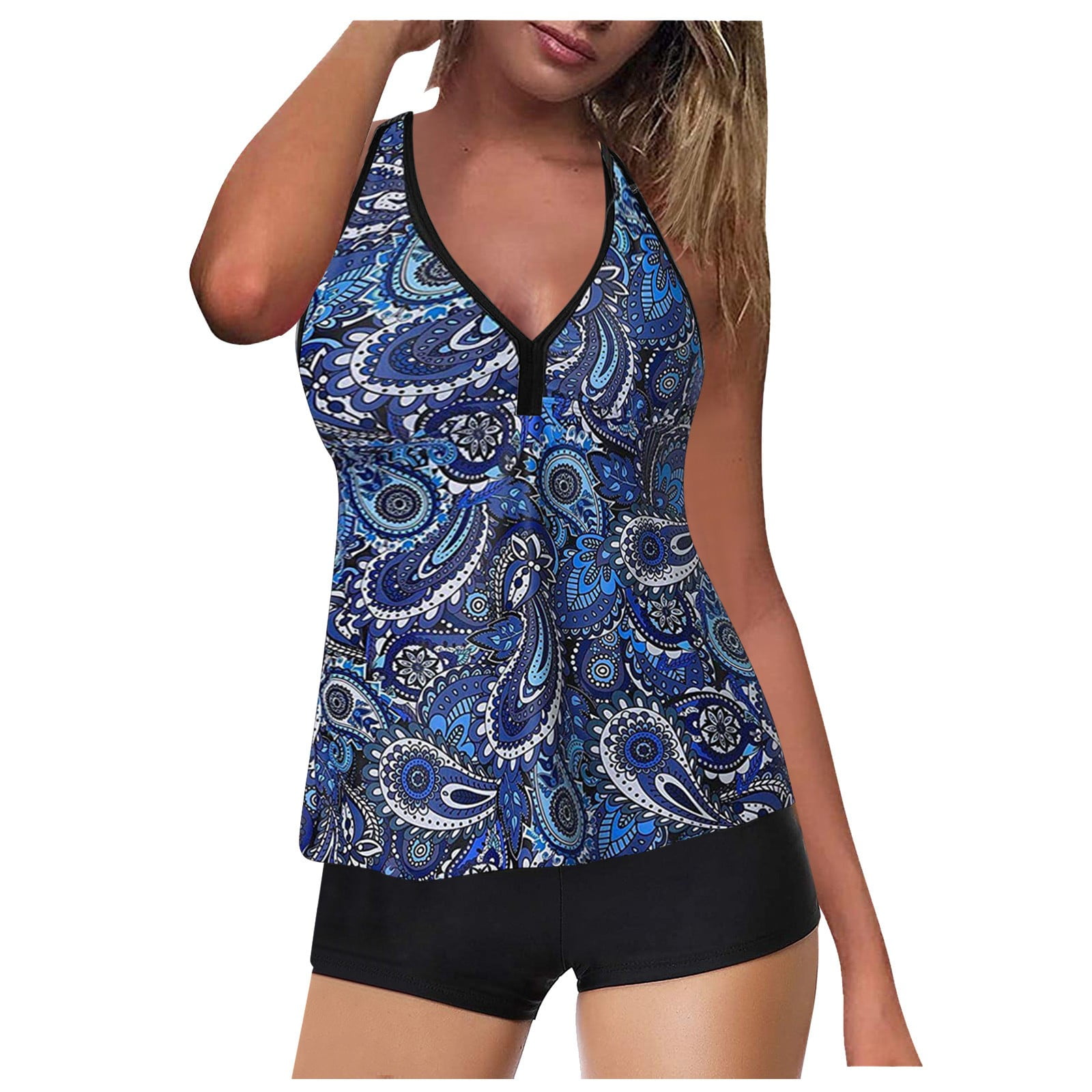 Swimwear Shapewear Bathing Suits for Women Two Piece Swimsuit Dark Blue