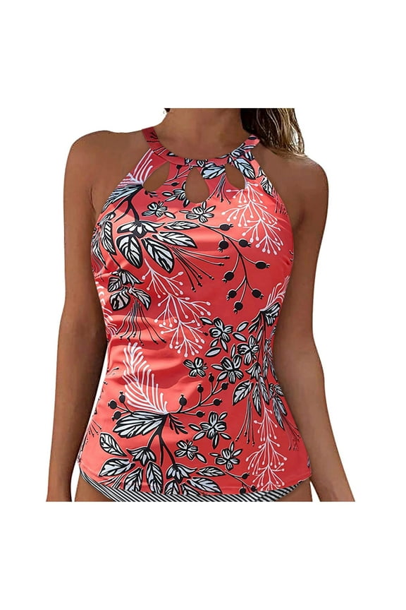 Swimwear Tankini for Women Lace Up Underwire Full Coverage Bikini Push Up Crop Tie Back Tops Swim Sets