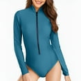 thumbnail image 1 of Swimwear for Women Long Sleeve Zipper Diving Suit UV Protection Summer Beach Surfing Swimsuit, 1 of 8
