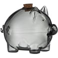 thumbnail image 1 of Swine Shaped Transparent Glass Coin Bank, Decorative Savings Box for Gold Beans, Commemorative Display, Kids Allowance, Gift Idea (Black), 1 of 7