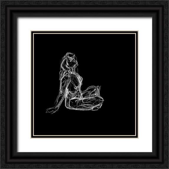 Swinford, Charles 12x12 Black Ornate Wood Framed with Double Matting Museum Art Print Titled - Figure Study on Black II